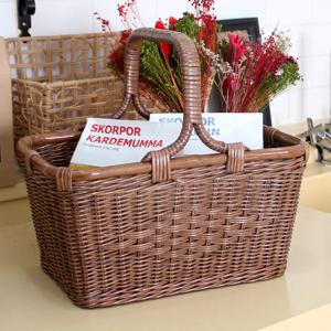 라탄샵 손잡이 사각 피크닉 라탄바구니 F204S 36 x 24 x 33 cm