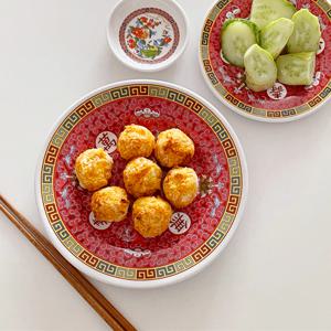 대만 만수무강 멜라민 그릇 접시 일식 중식 태국 베트남 그릇 /20cm 원형(208)