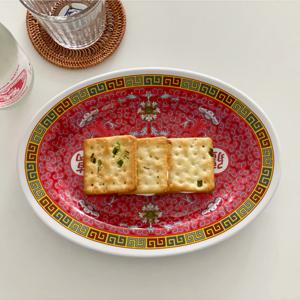 대만 만수무강 멜라민 그릇 접시 일식 중식 태국 베트남 그릇 /18cm 타원(310)