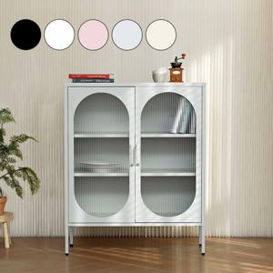 [리퍼] 모루유리 철제 수납장  5colors