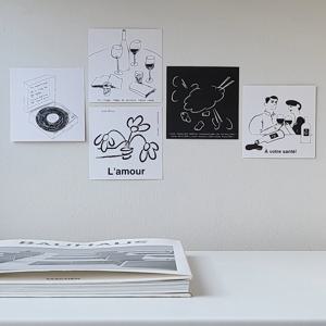 블랙앤화이트 모노톤 시크 미니멀 벽꾸미기 인테리어 일러스트 엽서세트 Monochrome
