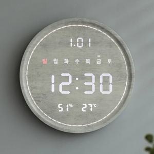 루나 터닝 원형 우드 인테리어 LED 벽시계 29.5cm