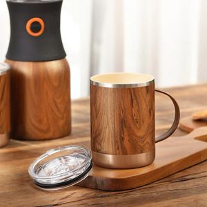 스텐 보온보냉 얼티밋 머그컵 우드패턴 360ml (내부 세라믹 코팅)