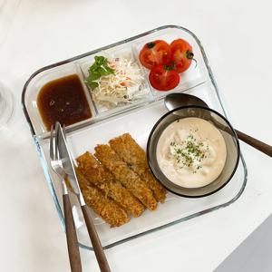 유리 나눔접시 플레이트 사각 S