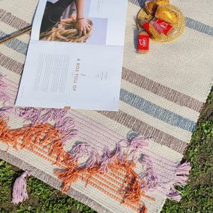 인도 핸드메이드 마야 코튼 테슬 감성 캠핑 매트 양면 러그 4size 2color