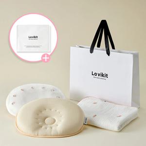 출산 선물 세트(두상베개+베개커버+아기블랭킷+쇼핑백L) 짱구베개
