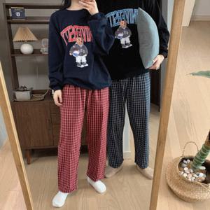 커플 국산 코코 체크 피치기모 파자마 바지 3color