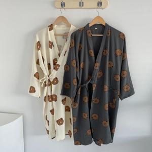 순면 곰돌이 커플 잠옷 가운 유카타 잠옷 2color