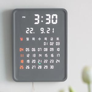 포시즌 인테리어 전자달력 디지털 LED 벽시계 27cm
