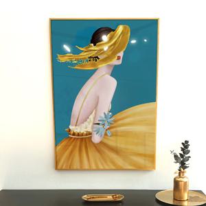 북유럽 노란원피스 여인 여자 그림 인테리어 액자