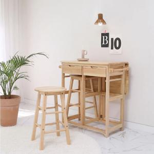 원목 접이식 2인 멀티 테이블 세트 (테이블1+스툴2)