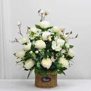 화이트작약 조화 꽃바구니 교회 성전 법당 절 꽃꽂이  인테리어 장식