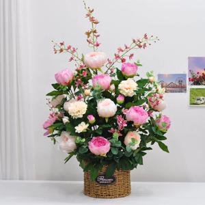 핑크작약 조화 꽃바구니 교회 성전 법당 절 꽃꽂이  인테리어 장식