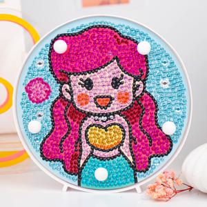 DIY LED 원형 보석십자수 인어공주