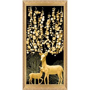 DIY 보석십자수금전수 최신26면+AB비즈 40x80cm 황금꽃사슴