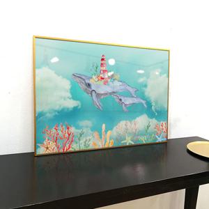 엄마랑 아기 하늘고래의 꿈 인테리어 그림 어린이방 액자