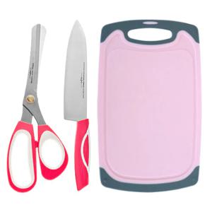 핑크엘라스 샤르망 식도(대) 안전가위 비비드 도마 3종 세트 Q타입