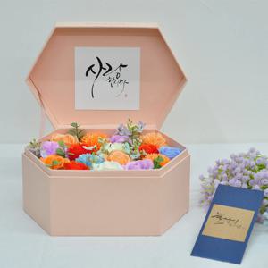 가정의달 오렌지핑크 플라워용돈박스 어버이날선물 비누꽃 생일승진 프로포즈 조화 꽃바구니