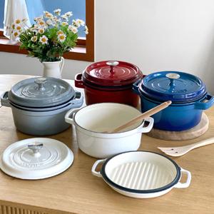 감성주방 에나멜 2in1 더치오븐 무쇠 주물 냄비 LPI-22