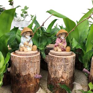 수반 어항 연못 정원 장식 인형 / 원받침 낚시 할아버지 미니 인형