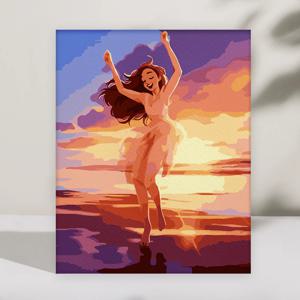 DIY 명화/ 유화그리기 세트 석양빛과 함께 물감두배  10종붓세트 (40X50)