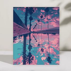 DIY 명화/ 유화그리기 세트 핑크 구름 물감 두배 10종붓세트 (40X50)