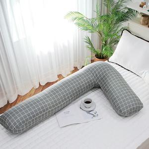 체크 순면 대형 바디필로우 L자 임산부 롱쿠션 바디쿠션 긴베개 솜포함 3colors