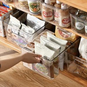 투명 플라스틱 손잡이 수납 리빙박스 정리함 (소/대)