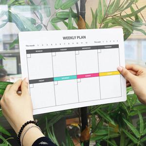 A4 붙이는 가로형 냉장고 현관 화이트 메모보드 위클리 주간 스케쥴 판 스케쥴러