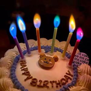 무지개 불꽃 특이한 색깔 생일 파티 초 6개
