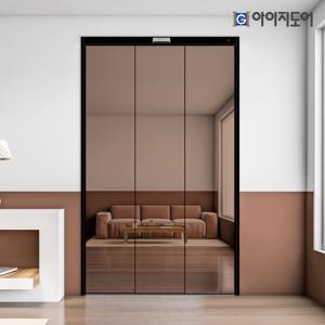 3연동 초베젤 0.7 강화복층유리 자동 미닫이 중문(투명/브론즈)