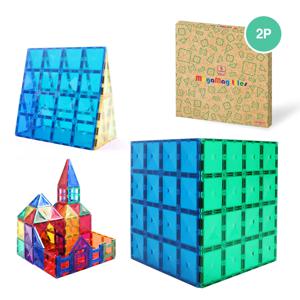 레인보우 베이스판 2p(그린+블루) 자석타일 블럭 교구