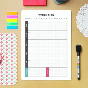 A4 붙이는 세로형 냉장고 현관 화이트 메모보드 위클리 주간 스케쥴 판 스케쥴러