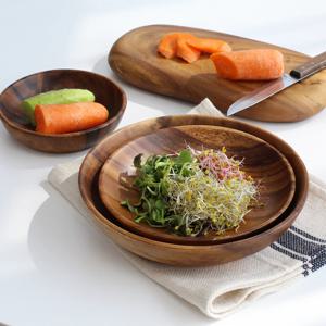 아카시아나무 통원목 깊은형 접시 샐러드볼 24cm