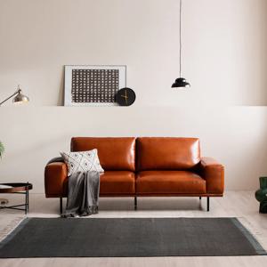 재이 전체가죽 3인용소파 풀오일카라멜