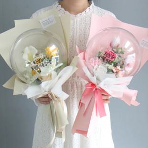 조명 레터링 꽃풍선+쇼핑백 버블 플라워 풍선꽃다발 3color
