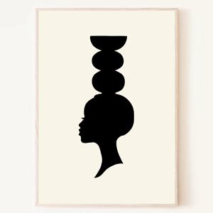아프리카의 여인 균형미 추상 흑백 단색 포스터 그림 액자