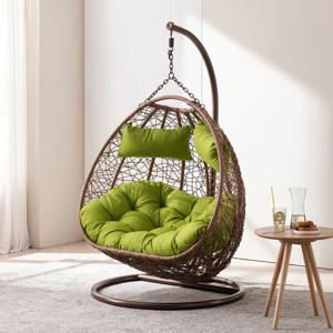 젠틱가구 행잉 스윙 라탄 바구니 실내 흔들 그네 의자 2인 원목 벤치