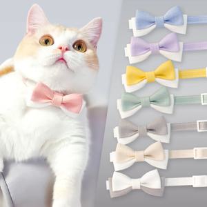 고양이 인식표 강아지 목걸이 12컬러 패브릭 나비리본 목줄 안전버클