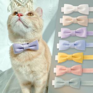 고양이 인식표 강아지 목걸이 12컬러 패브릭 보타이 목줄 안전버클