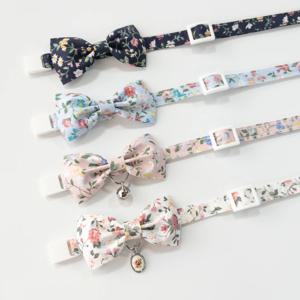 고양이 인식표 강아지 목걸이 패브릭 보타이 목줄 안전버클