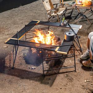 [해외] 접이식 튼튼한 스틸 캠핑 육각 테이블 화로 사이드테이블