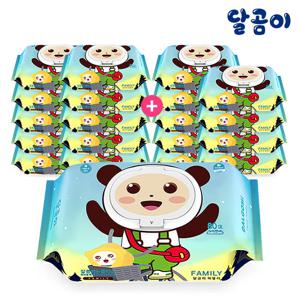 달곰이 저자극 아기물티슈 패밀리 20팩 (80매/캡형)