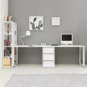 로얄 2인 일자형 책꽂이 서랍 책상세트 (size 2000~2400)