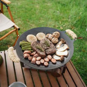 [해외] 캠핑 바비큐 그릴팬 삼겹살 BBQ 무쇠팬 30cm