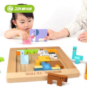 동물 테트리스 블럭 맞추기 원목 퍼즐 교구