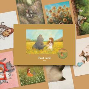 소녀 고양이 캐릭터 감성아트 엽서북, 루나(18종)