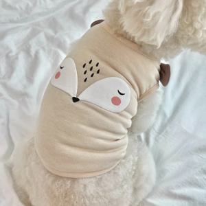 르쁘띠숑 숲속친구 여우곰 크롭 나시 티셔츠 3colors 강아지봄옷 소형견옷