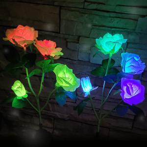 태양광 LED 꽃 정원등 야외 조명 장미 3colors