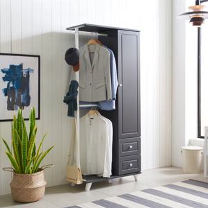 클래스 다용도 인테리어 나무 드레스룸 선반 침실 거실 원룸 행거 시스템 2단 수납장 문짝형